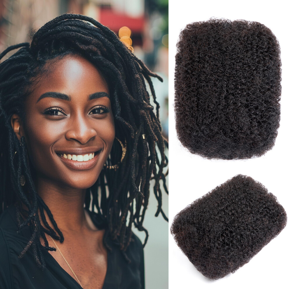 Unisex Black Afro Kinky Human Hair Bulk For Locs Extensions And Natural 16 Inch 30G Pack