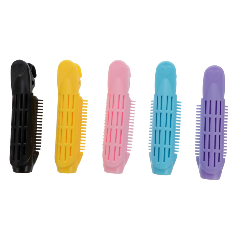 Self Grip Hair Rollers with Clips, 5pcs Plastic Hair Curlers for Volume Waves Salon or Home Styling