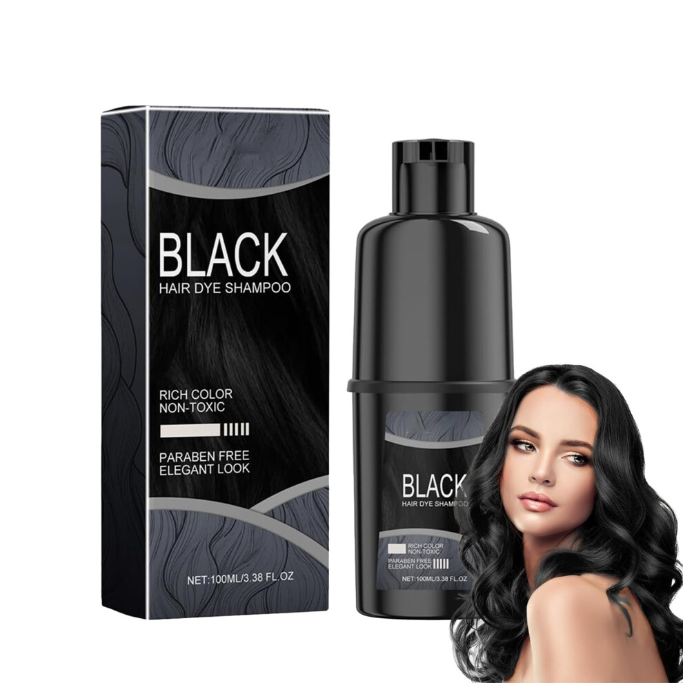 Black Hair Dye Shampoo 3 In 1 Natural Plantbased Instant Color For Men And Women 100Ml