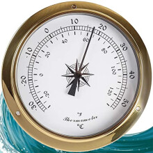 Analog Brass Weather Station with Barometer Thermometer Hygrometer and Tide Clock for Indoor Outdoor
