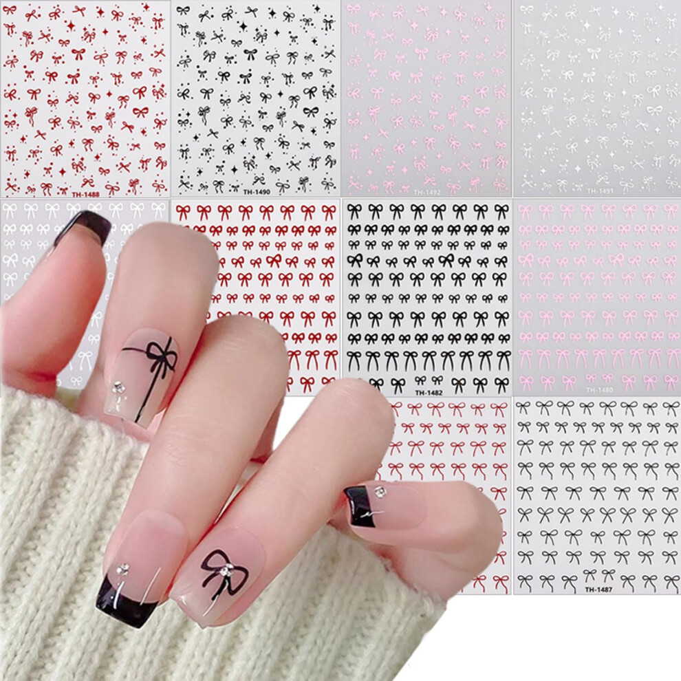 Bow Nail Art Stickers 3D Bow Nail Decals SelfAdhesive Cute Designs for Women Valentine's Day
