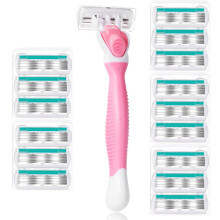 Women's Razors 6 Blade Close Shave with NonSlip Handle and 15 Refill Cartridges for Sensitive Skin