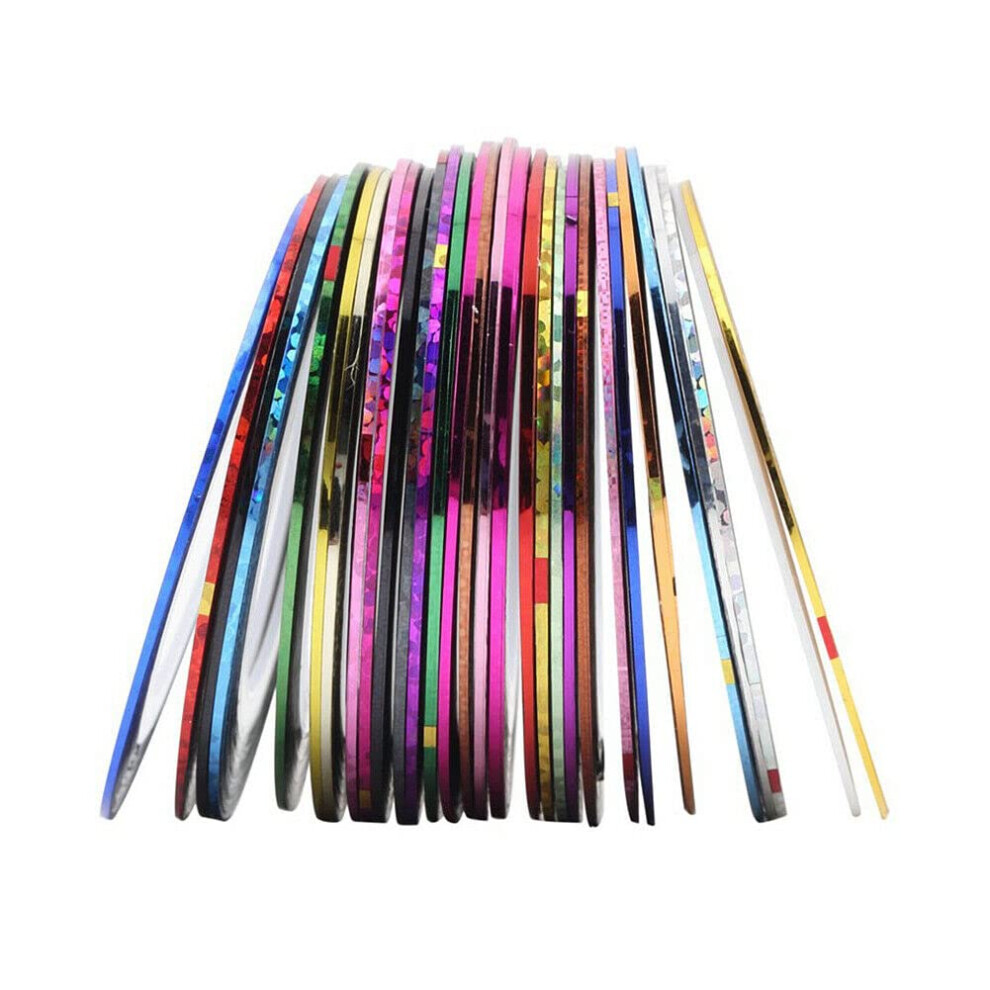 32 Pack Mixed Color Nail Striping Tape Rolls for DIY Manicure and Pedicure Decoration