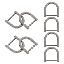 8Pièces Boucles Vis Métal Zinc Noires Anneaux D Pour Réparation Sac