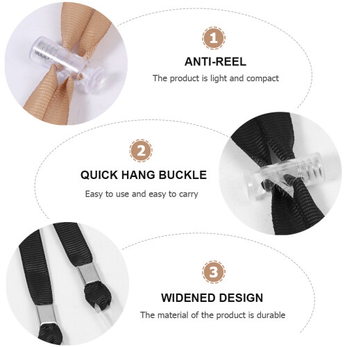 4Pièces Strap De Masque Avec Réglable En Métal Noir 2