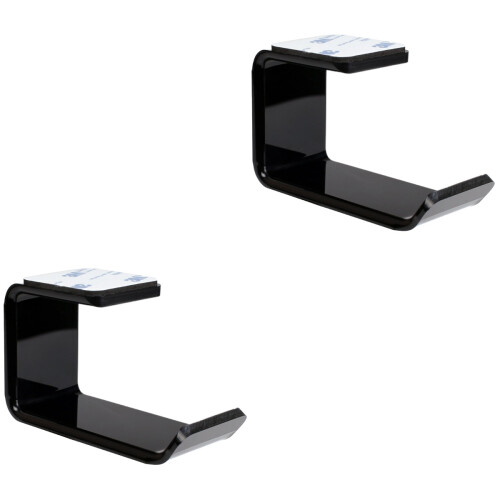 2Pcs Black Headset Holder Durable Headphone Hanger Space-Saving Rack 2