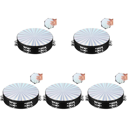 5Pcs Hand Held Tambourine Double Rows Drum Bell Practice Instrument 1