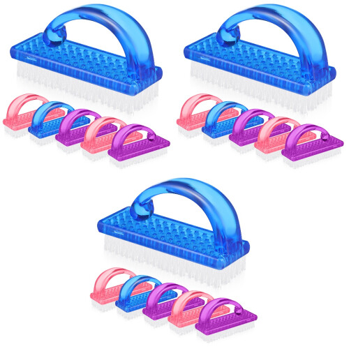 18Pcs Plastic Handle Nail Brushes Assorted Colors Fingernail Cleaners 2