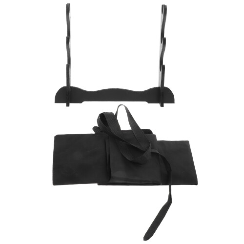 Wood Three-Tier Sword Display Rack With Pouch For Martial Arts