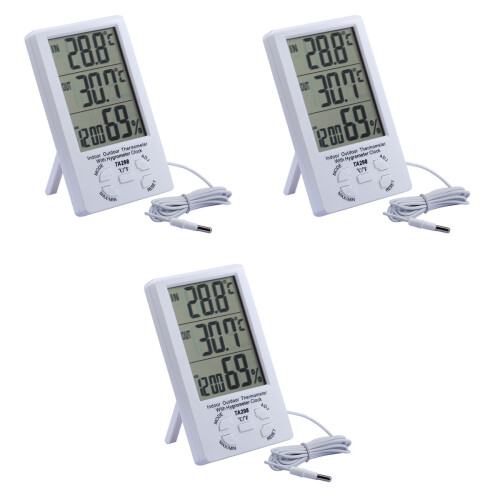 3Pcs Lcd Temperature Meter With Outdoor Sensor 2