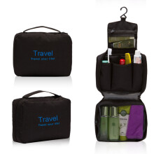 2Pcs Black Waterproof Toiletry Bag Travel Cosmetic Organizer with Hook