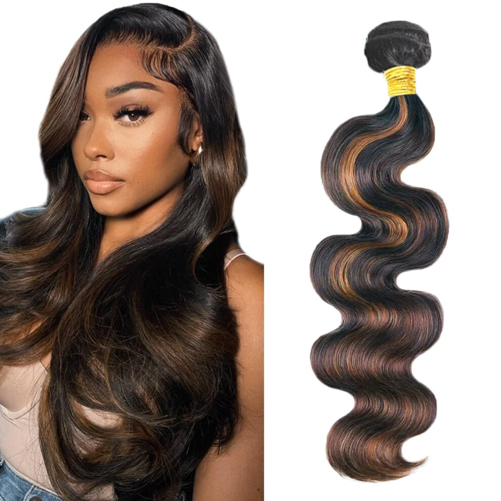 Unisex Brown P1b/30 Ombre Brazilian Body Wave Human Hair Bundle 22 Inch Two Tone Grade 8A Virgin Remy
