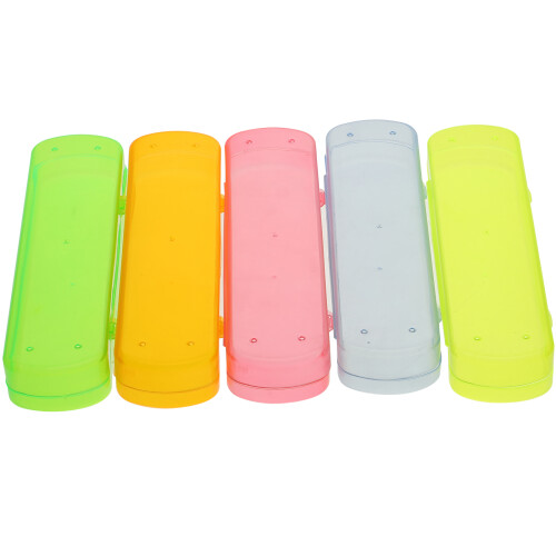 5Pcs Portable Candy Color Toothbrush And Toothpaste Travel Case