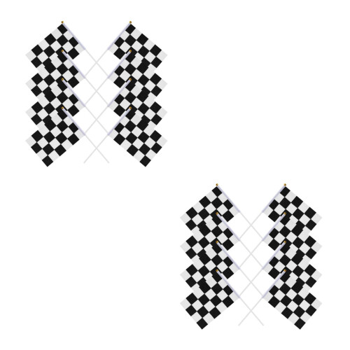 50 Pcs Checkered Racing Polyester Flags With Stick 14x21cm 2