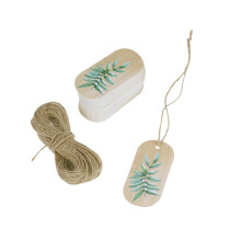 150 Pcs Hawaii Gift Tags Green Leaves Pattern With Hemp Rope