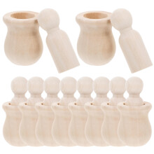 30Pcs DIY Wooden Peg People Khaki Unfinished Dolls for Creative Kids