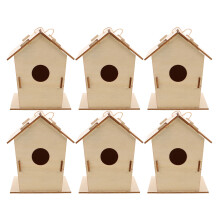 12 Pcs Diy Wooden Bird House Graffiti Painting Craft For Children