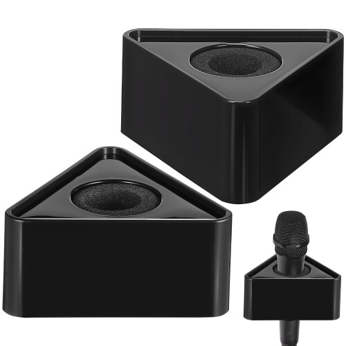 8 Pcs Portable Abs Triangle Mic Flag Station Logo Black