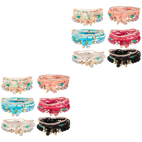 12Sets Multilayered Beaded Armbanden Dames Kleurrijk 2