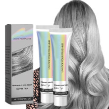 Silver Gray Hair Dye Cream, Ammonia Silver Hair Color for Daily Wear and Cosplay, Nourishing Formula