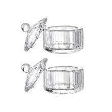 2 Pieces Clear Glass Nail Art Dappen Dish with Lid, Acrylic Nail Liquid and Powder Mixing Cup