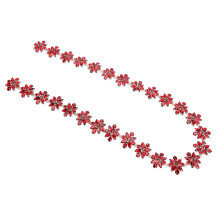 Cadena de strass 1 yarda, 3,5 cm de ancho flor roja