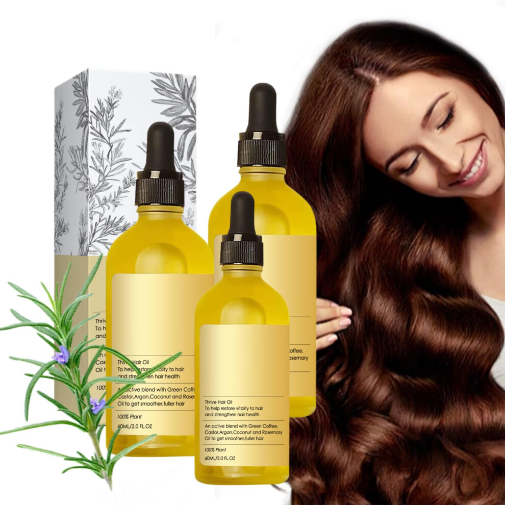 Rosemary Hair Growth Oil 3pcs for Thicker Fuller Hair and Natural Shine with Castor and Jojoba