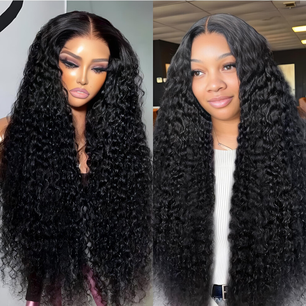 24 Inch Deep Wave Human Hair Lace Front Wig, 200% Density 13x6 HD Lace, PrePlucked Hairline
