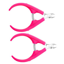 2Pcs Stainless Steel Cuticle Nipper Professional Nail Trimmer with Ergonomic Non Slip Grip for Salon and Home Use
