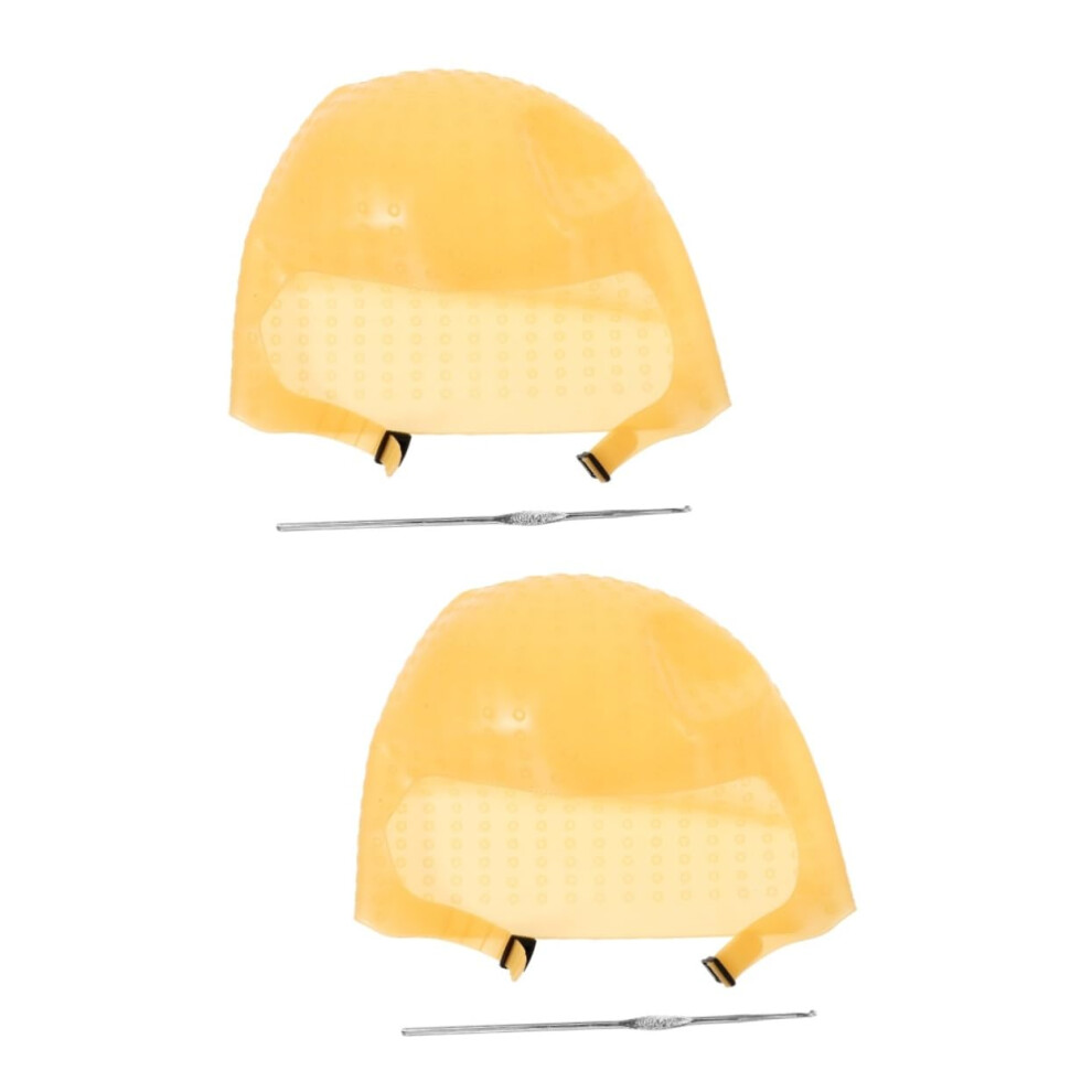 Silicone Hair Highlighting Cap with Hook, Reusable Hair Dye Cap for Precise Coloring, 2 Sets
