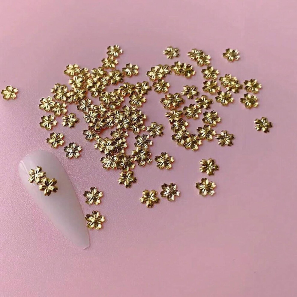 Gold 100Pcs Flower Nail Art Charms Â Durable Alloy Cherry Blossom Nail Decorations For Manicure