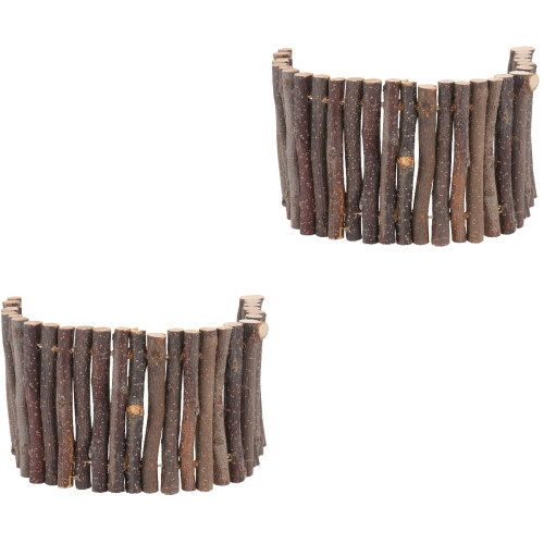 2Pièces Clôture En Bois Hamster Reptiles Durable Marron Clair 2