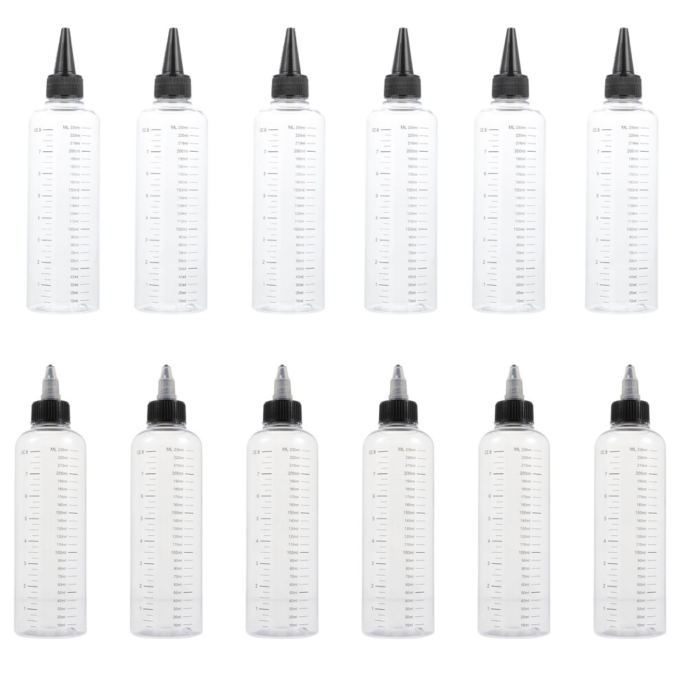 Artibetter 12Pcs Pointed Mouth Hair Dye Squeeze Bottles 250Ml With Scale