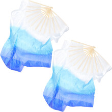 10Pcs Multi-Colored Cloth Dance Fans Long Folding Fans for Dance Shows