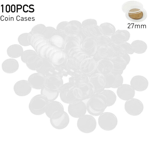200Pcs 27Mm Plastic Transparent Coin Capsules Round Container 1
