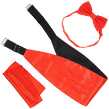18Pcs Satin Bow Tie Cummerbund and Handkerchief Set for Men Red
