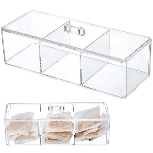 4Pcs Transparent Tea Bag Holder Organizer Box for Kitchen Storage