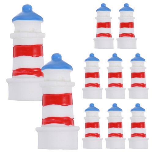30 Pcs Miniature Lighthouse Resin Ornament 2