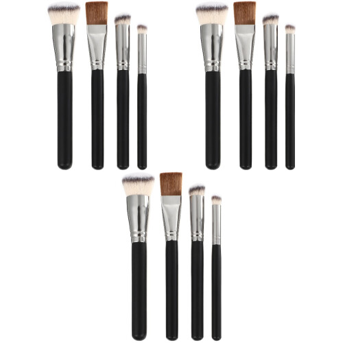 12Pcs Black Cosmetic and Makeup Brushes for Foundation, Concealer Use 2