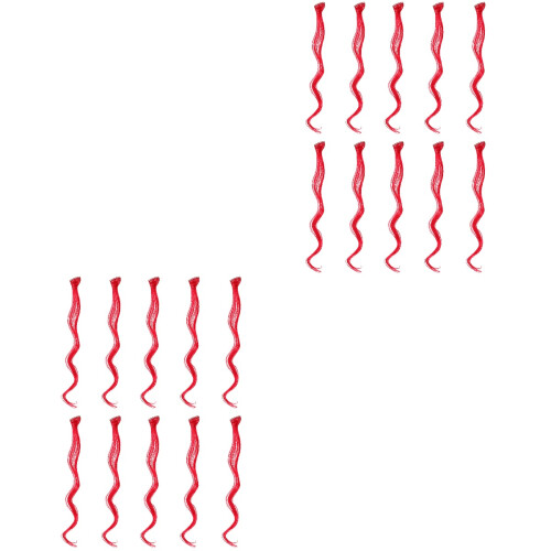20Stk Rotes Haarclip Haarverlängerung Lockig 2