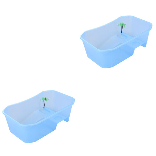 2Pcs Open Turtle Tank Sky-Blue Plastic Fish Tank Durable PP Material 2