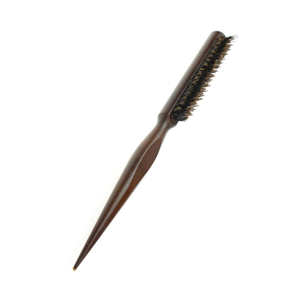 Boar Bristle Wooden Hair Brush with Ergonomic Handle for Gentle Scalp Care and Daily Grooming