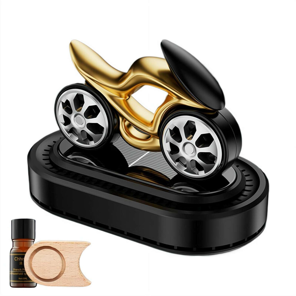 Solar Car Air Freshener With Motorcycle Design, Solarpowered Rotating Dashboard Diffuser, Natural Fragrance 9113335577961