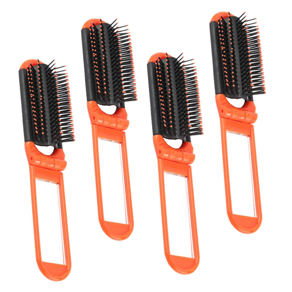 Unisex Folding Travel Comb Set With Gentle Detangling For Curly And Straight Hair, Compact 4Pcs