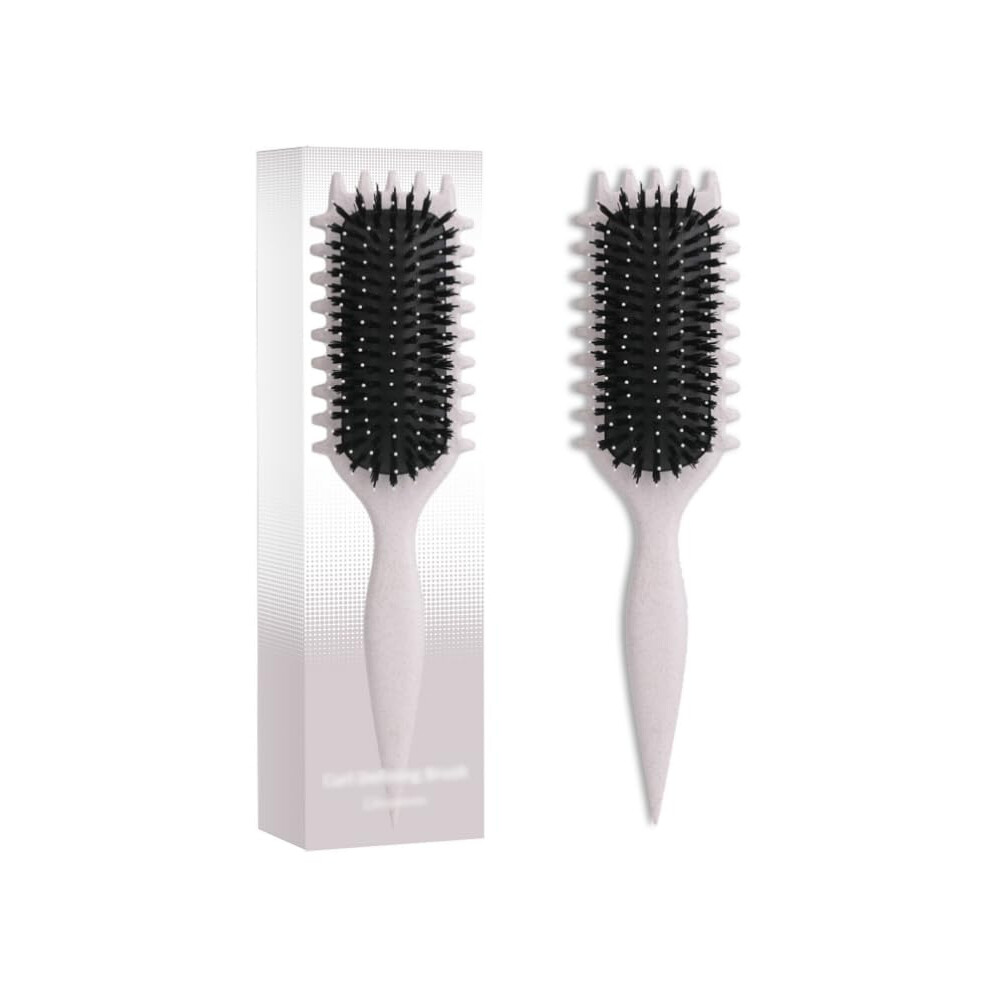 Beige Curl Defining Brush For Curly Hair With Boar Bristles And Ergonomic Grip Â 1Pc