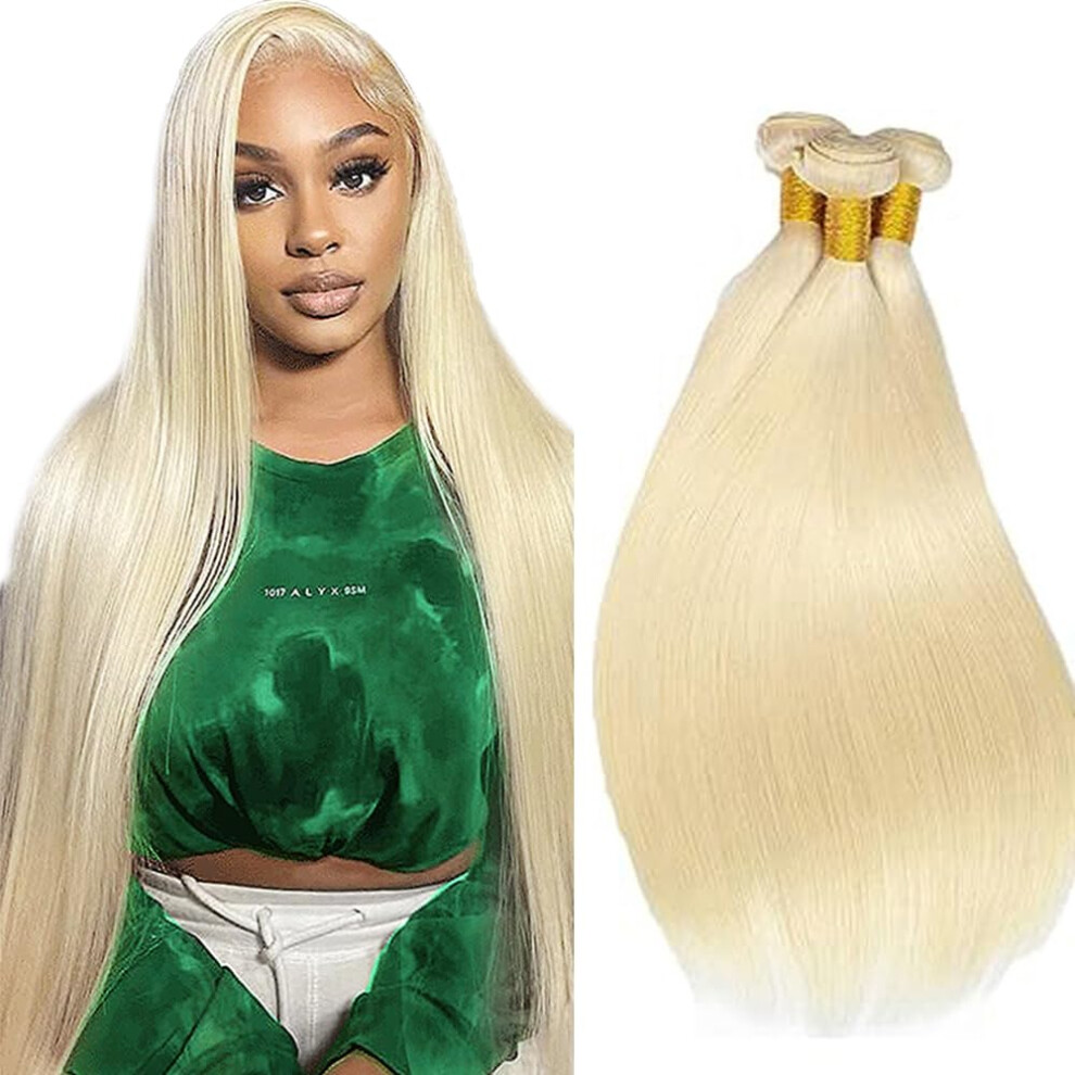 Unisex 613 Blonde Hair Bundles Peruvian Virgin Remy Straight Weave 24 26 28 Inch 8A Grade 3Pcs