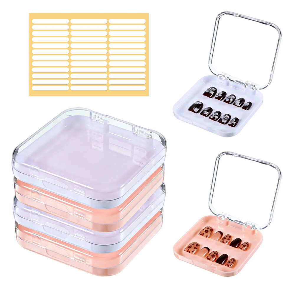 Press On Nail Storage Box with Adhesive Tape, Clear Acrylic Nail Display Case for Fake Nails