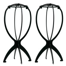2 Pack Collapsible Wig Stand with Ventilated Drying Design for Travel and Styling, Black 13.8in