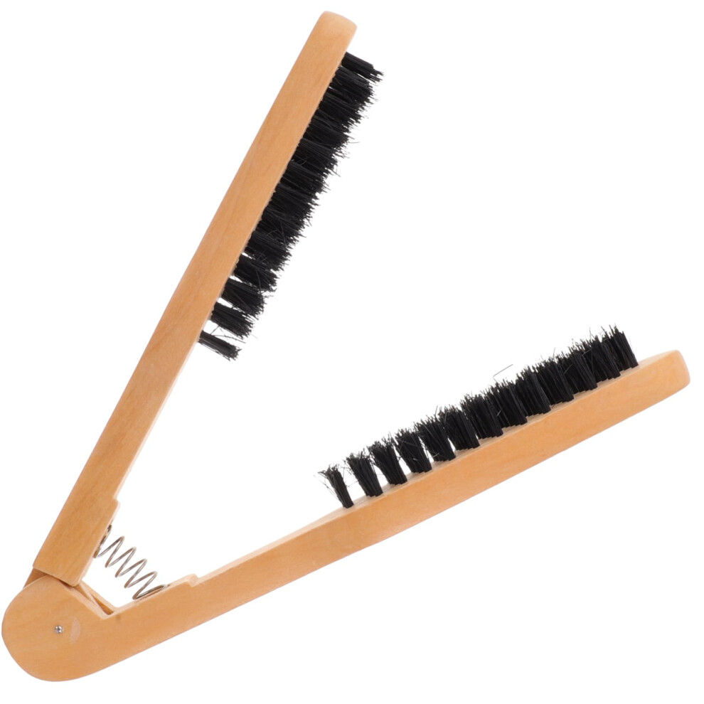 Hair Straightener Brush with Boar Bristles, 2 in 1 Comb for Fast Styling, Black