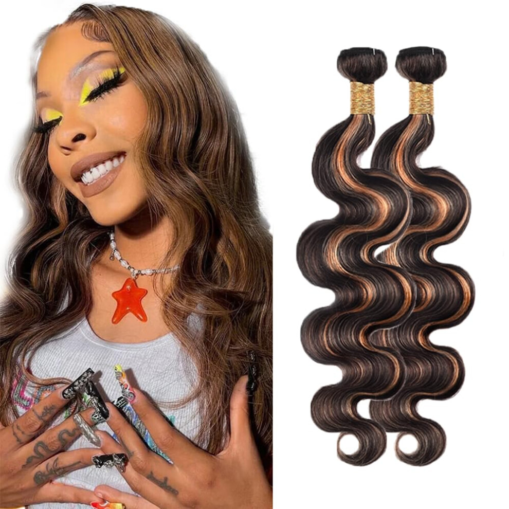 Ombre Body Wave Human Hair Bundles P1B30 Highlight Brazilian Virgin Hair Extensions 8A 18 Inch